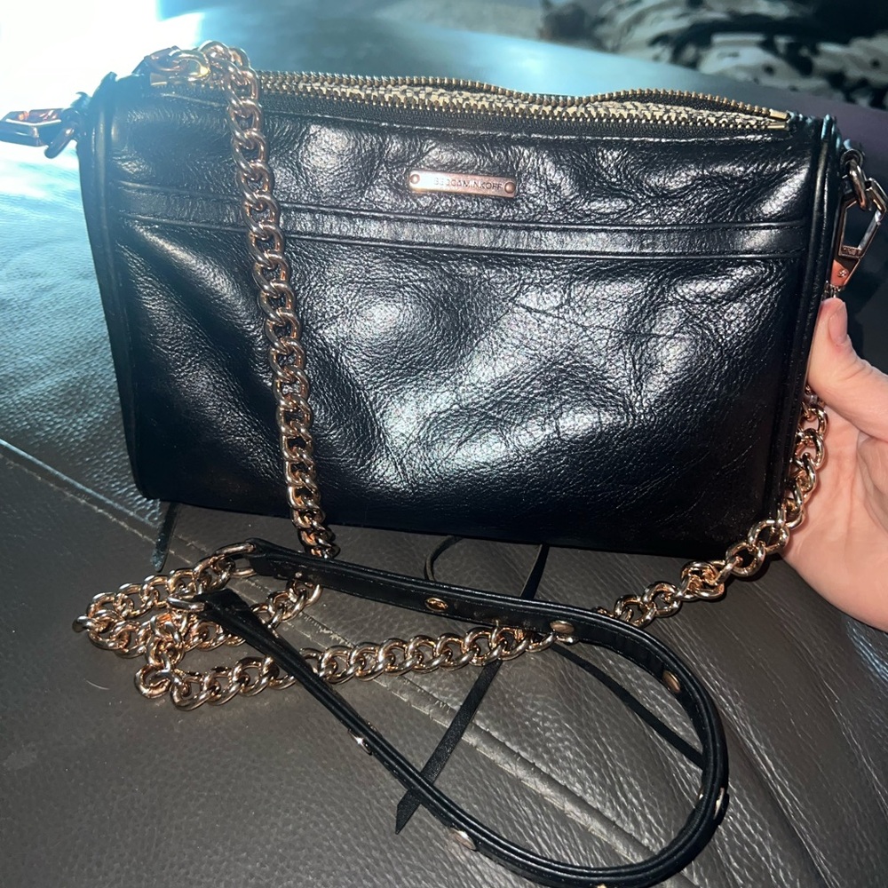 Preloved Rebecca Minkoff Mini MAC Crossbody - Black Leather / Rose Gold Hardware